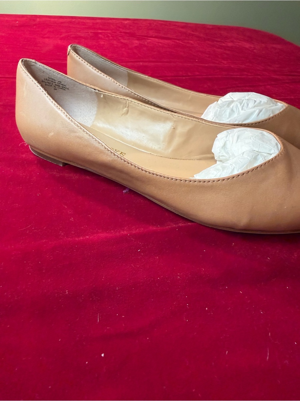 Audrey Brooke Tan Slip-On Leather Ballet Flats